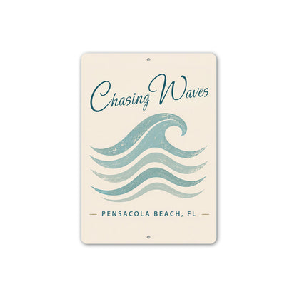 Chasing Waves Ocean Sign