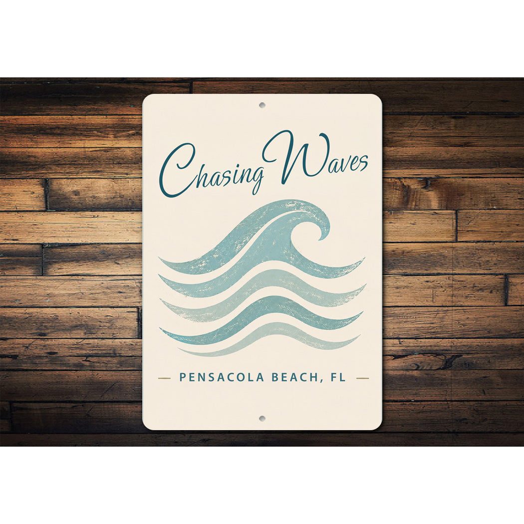 Chasing Waves Ocean Sign