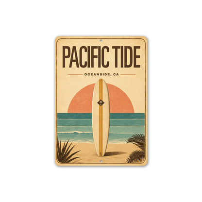 Surfboard Pacific Tide Sign