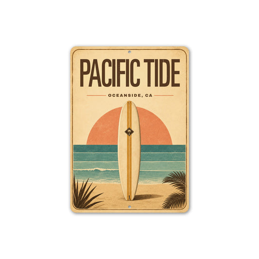 Surfboard Pacific Tide Sign