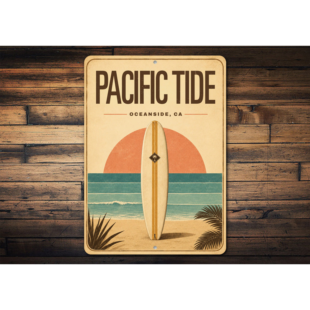 Surfboard Pacific Tide Sign