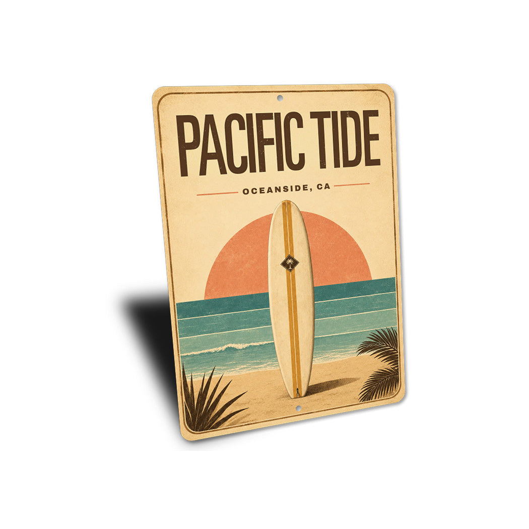 Surfboard Pacific Tide Sign