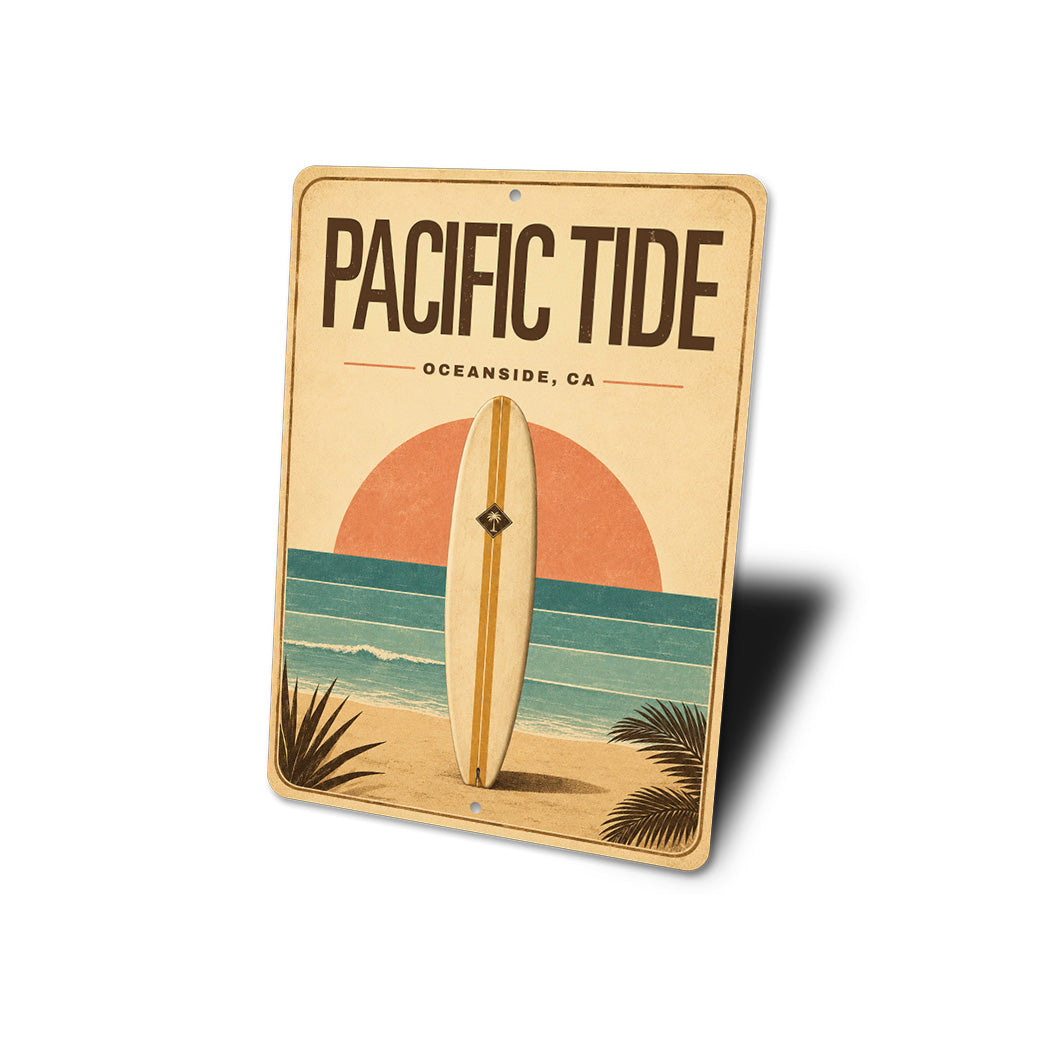 Surfboard Pacific Tide Sign