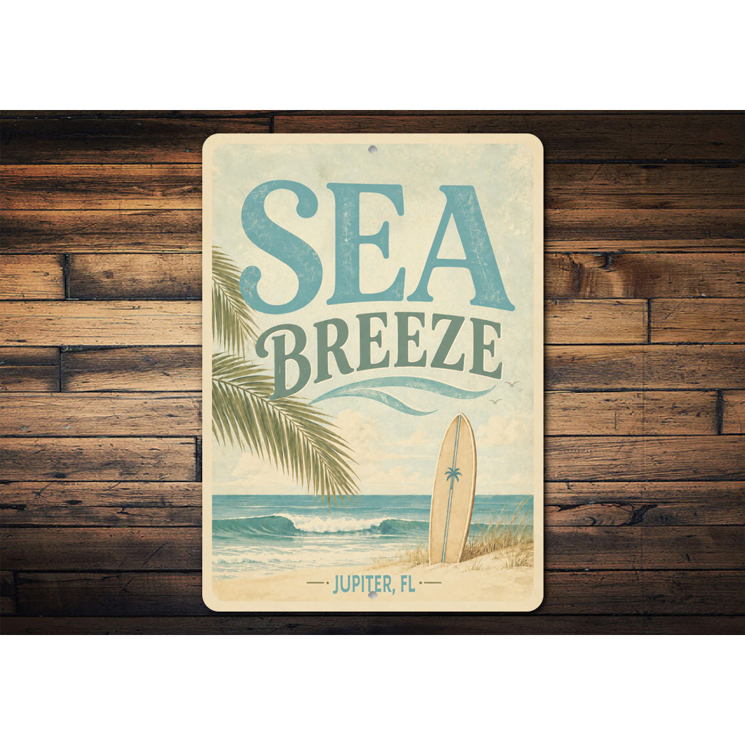 Sea Breeze Surfboard Sign