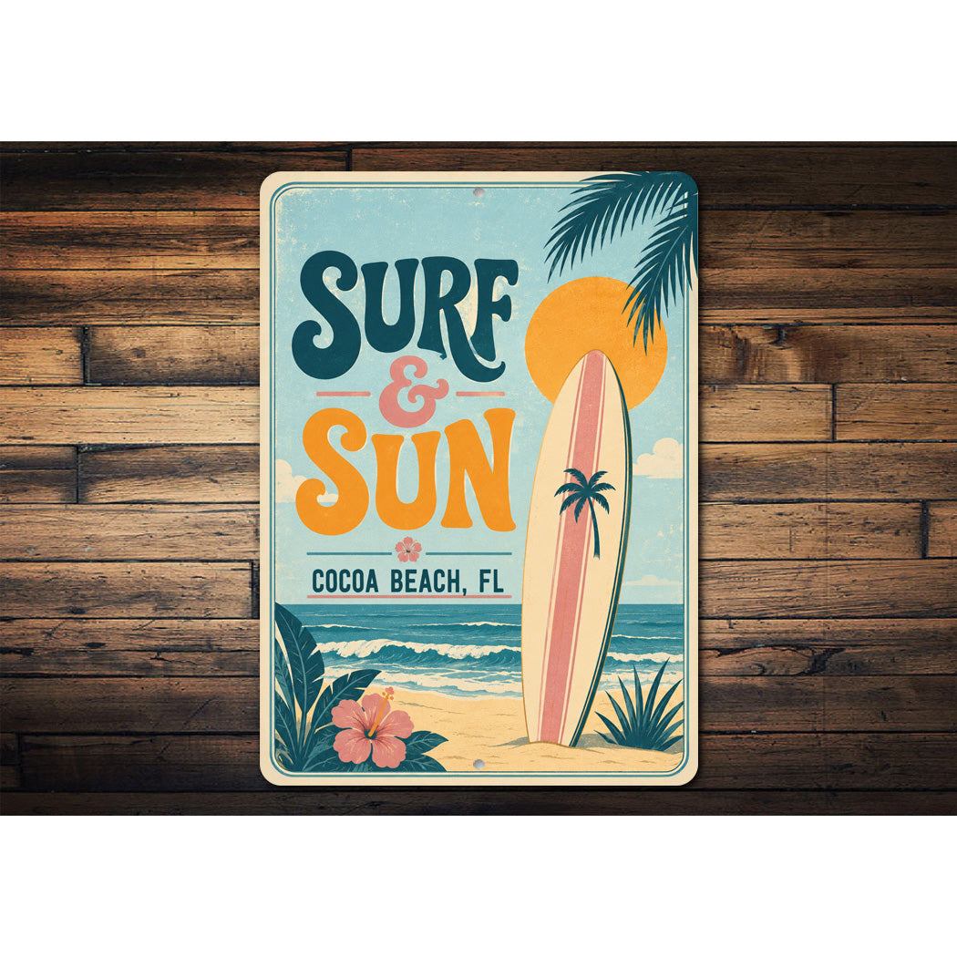 Surf & Sun Surfboard Waves Sign