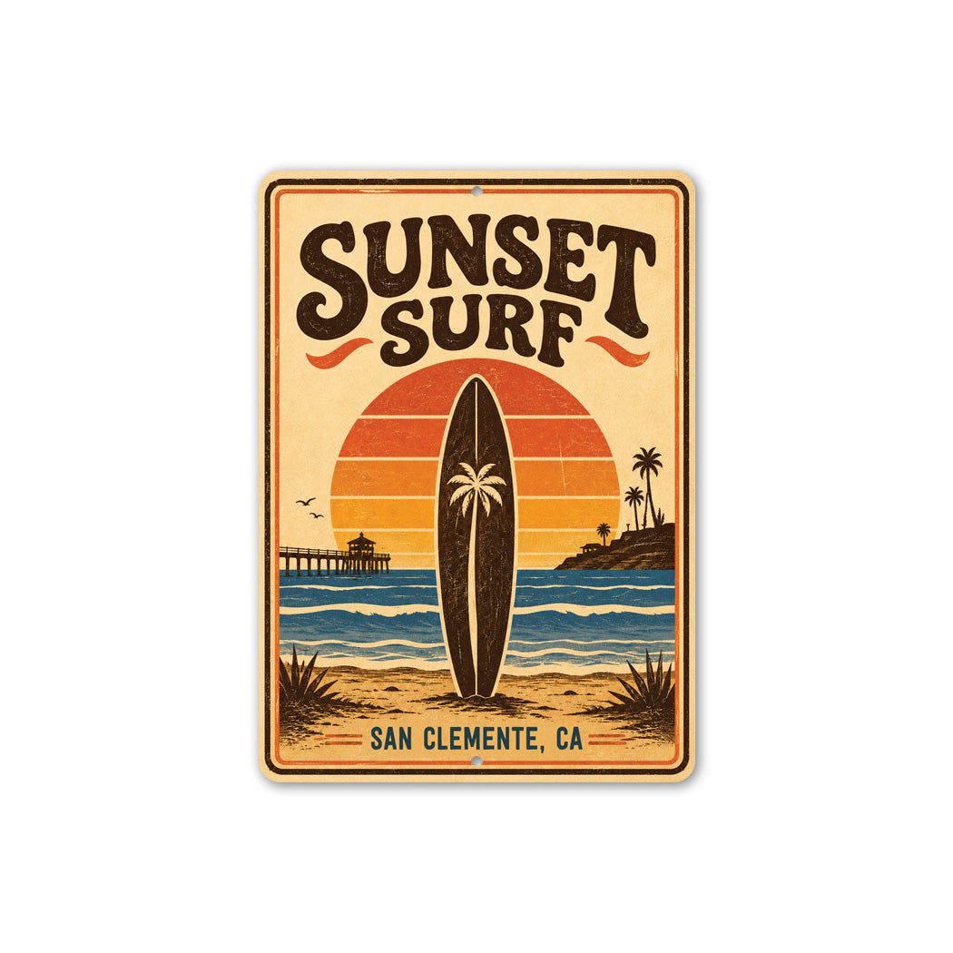 Sunset Surf Surfboard Sign