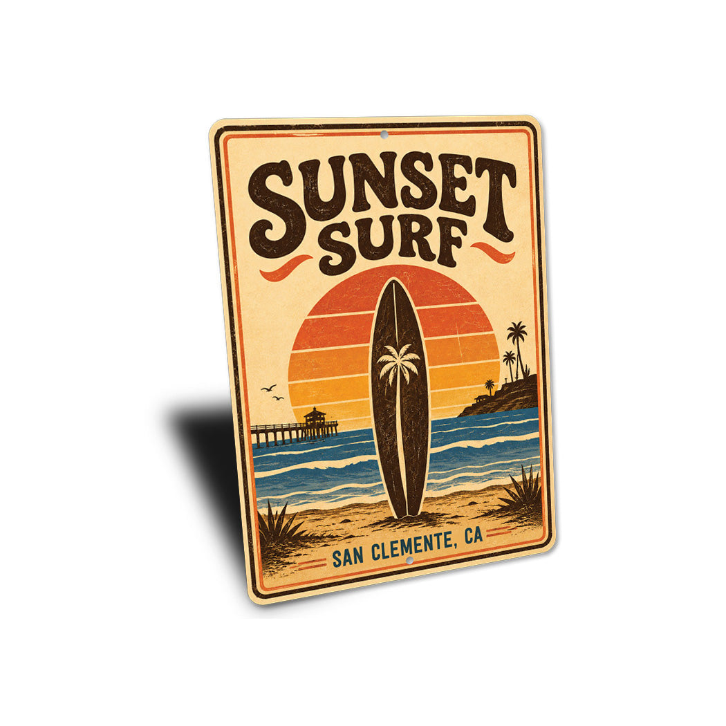 Sunset Surf Surfboard Sign