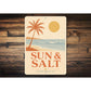 Sun & Salt Beach Palm Tree Sign