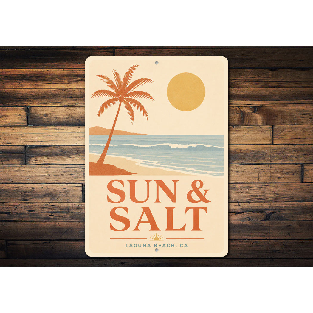 Sun & Salt Beach Palm Tree Sign