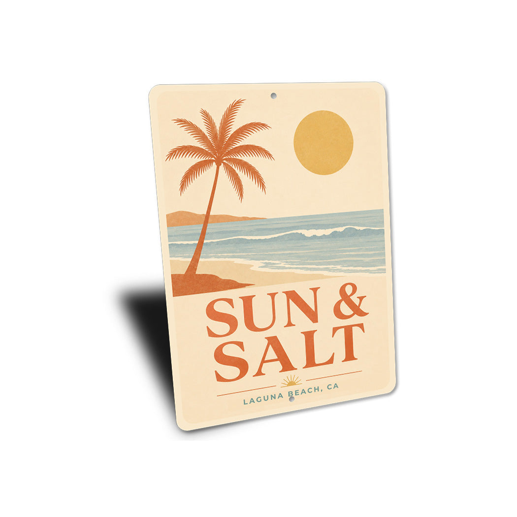Sun & Salt Beach Palm Tree Sign