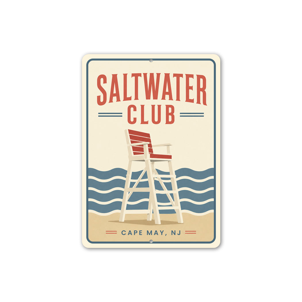 Saltwater Club Lifeguard Chair Sign