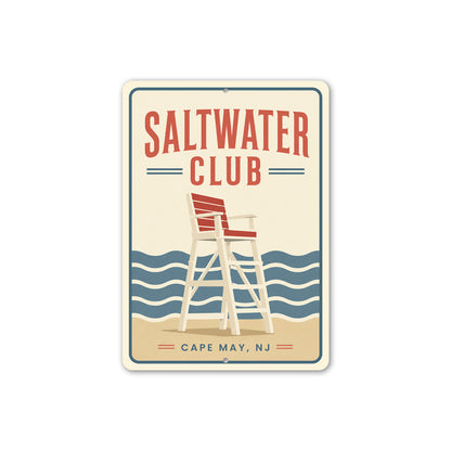 Saltwater Club Lifeguard Chair Sign