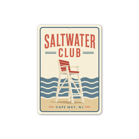 Saltwater Club Lifeguard Chair Sign