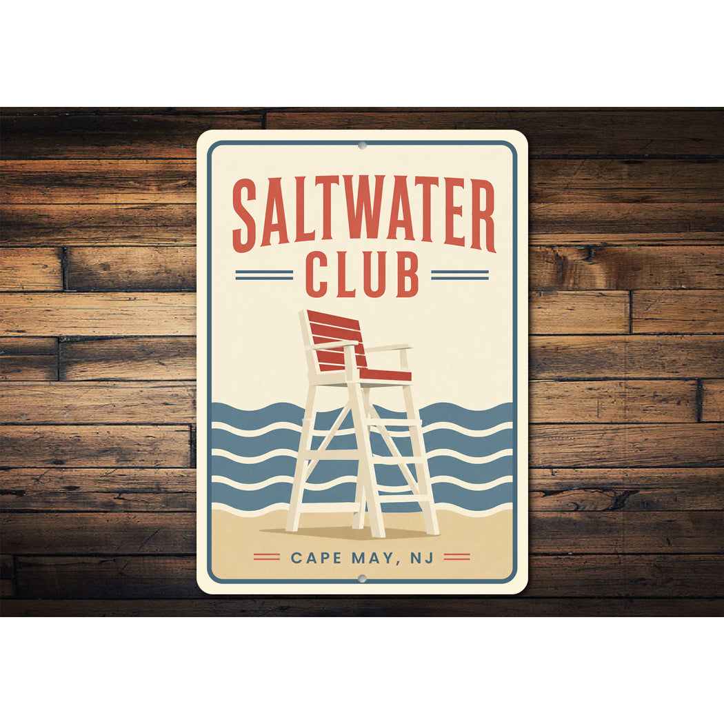 Saltwater Club Lifeguard Chair Sign