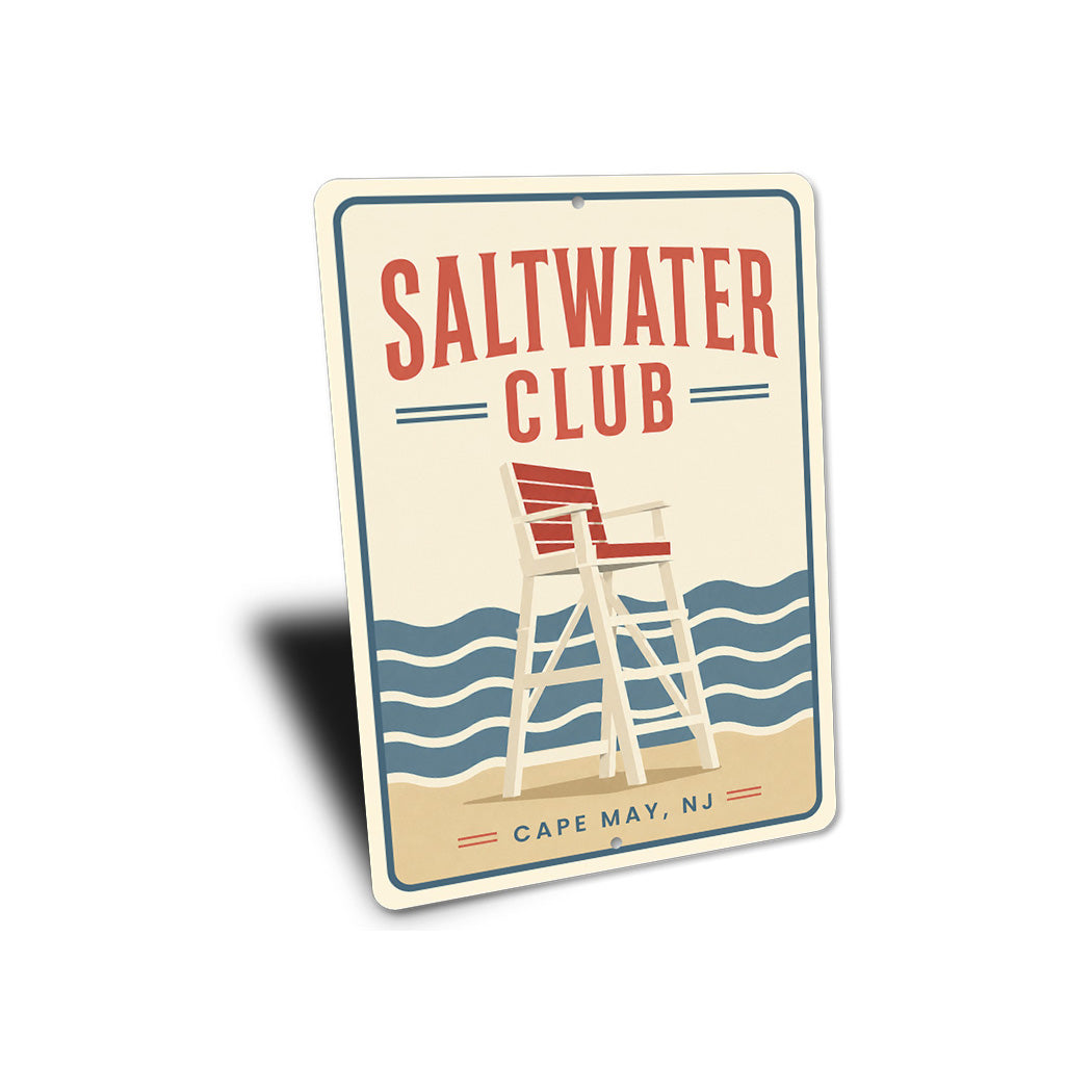 Saltwater Club Lifeguard Chair Sign