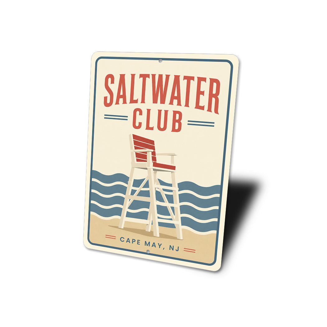 Saltwater Club Lifeguard Chair Sign