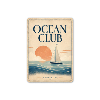 Ocean Club Fishing Boat Sign