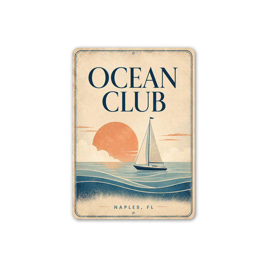 Ocean Club Fishing Boat Sign