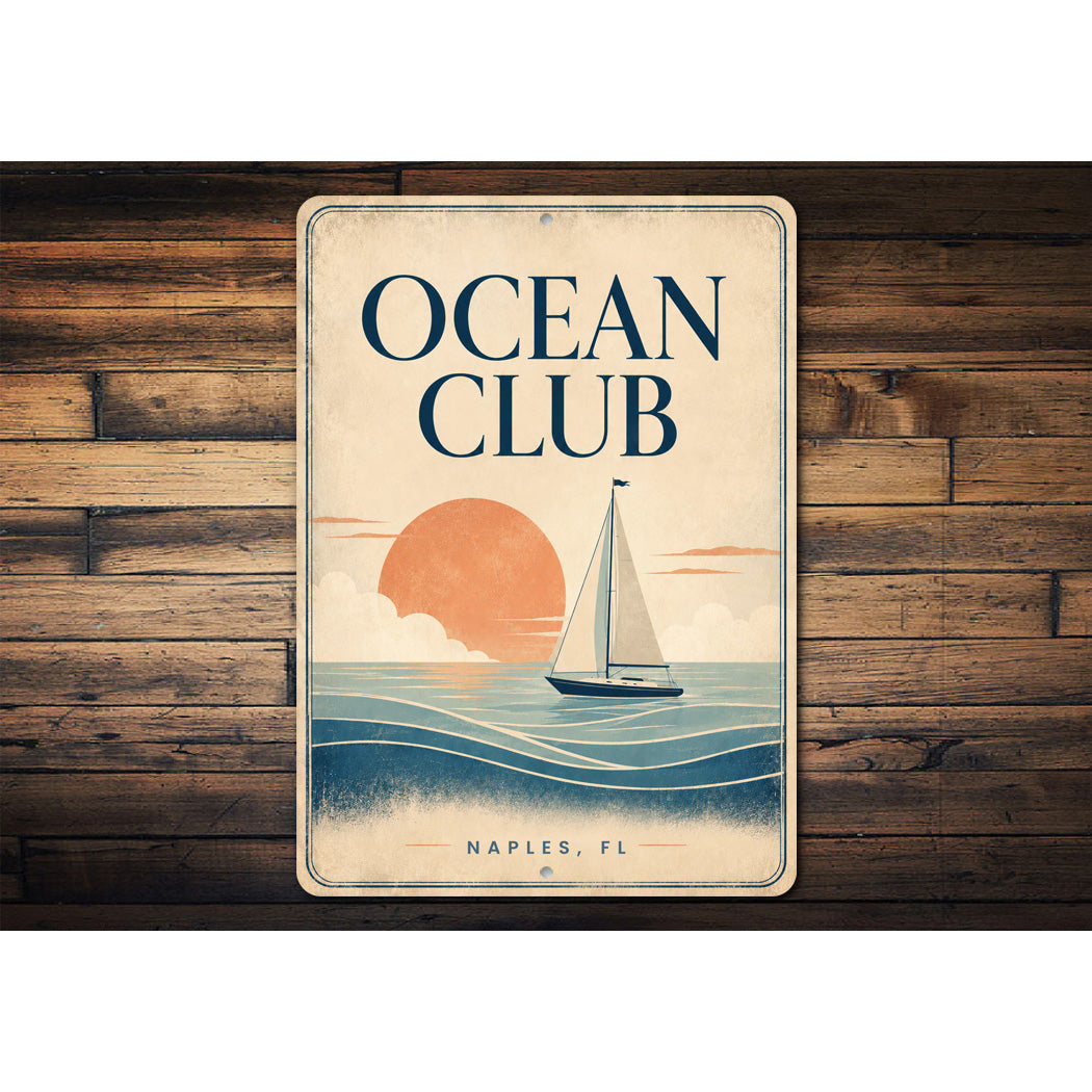 Ocean Club Fishing Boat Sign