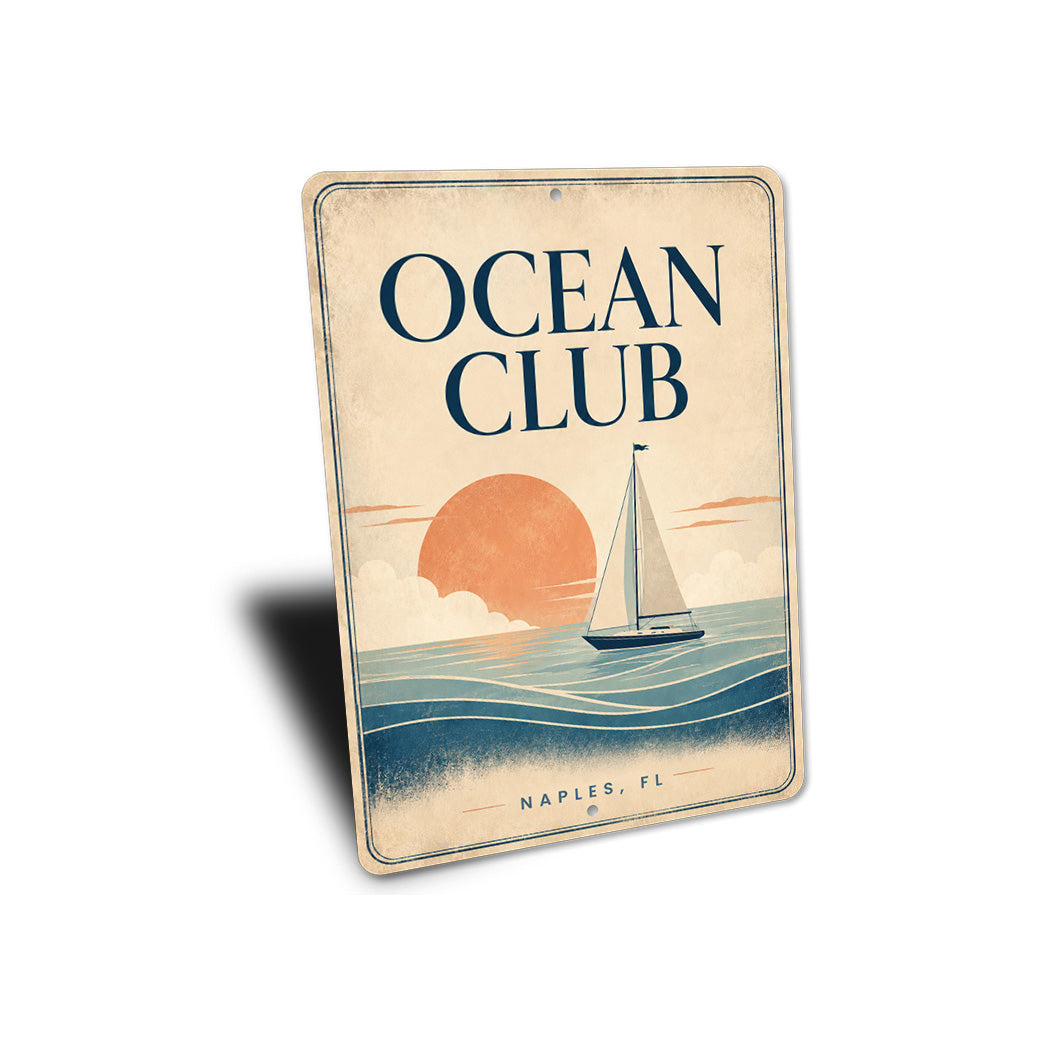 Ocean Club Fishing Boat Sign