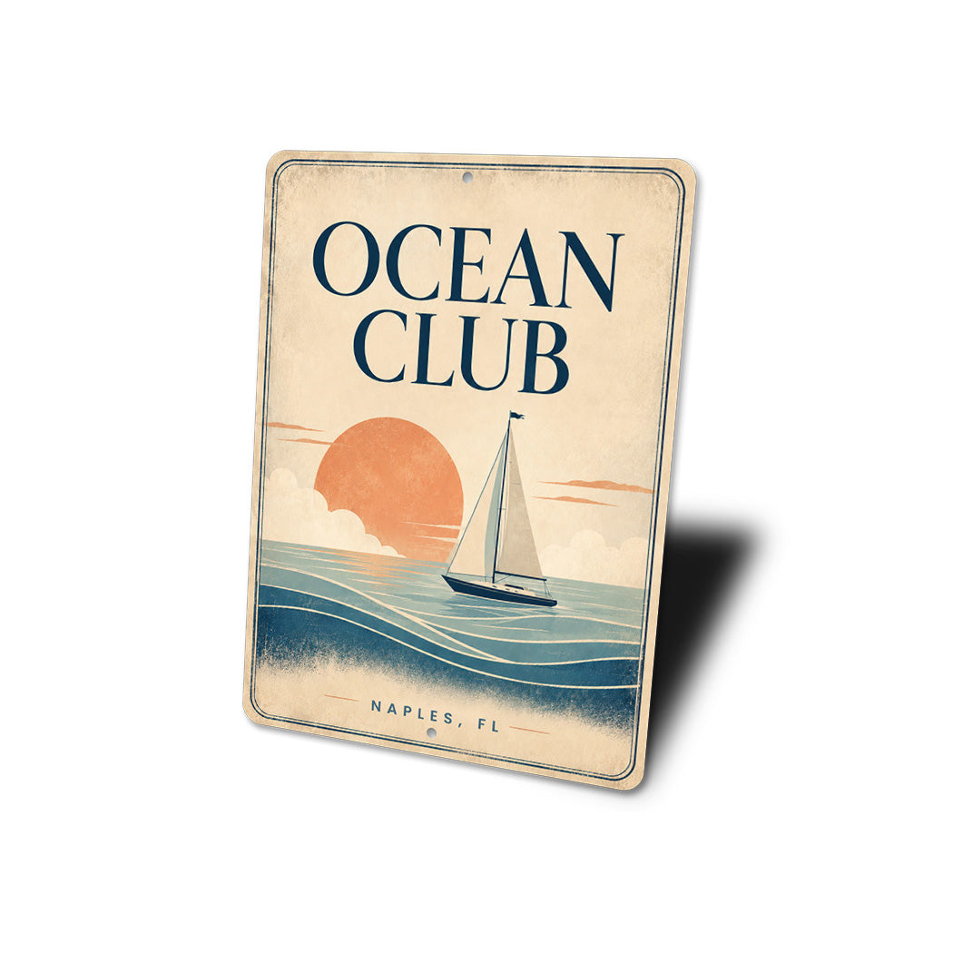 Ocean Club Fishing Boat Sign