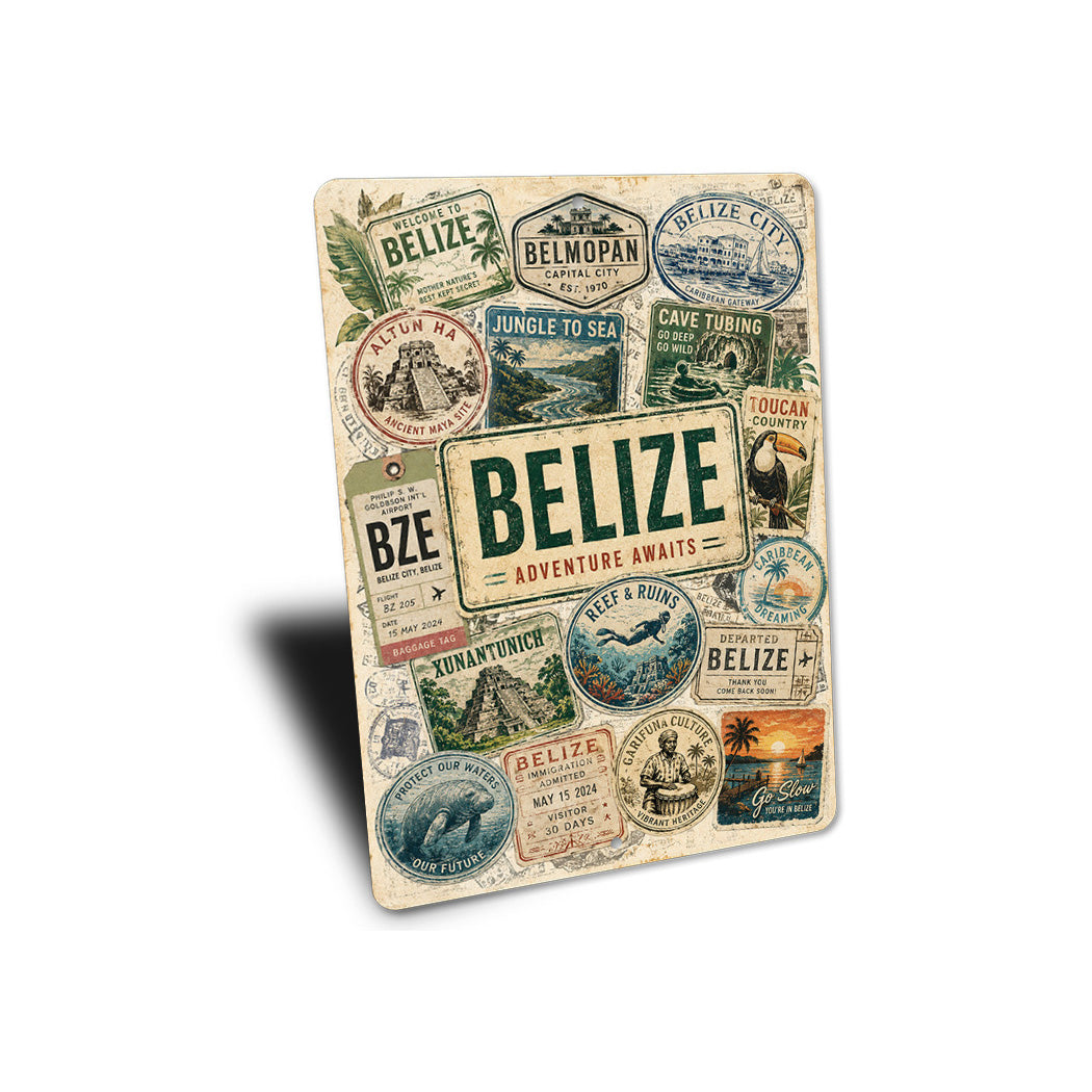 Belize Adventure Awaits Stamps Sign