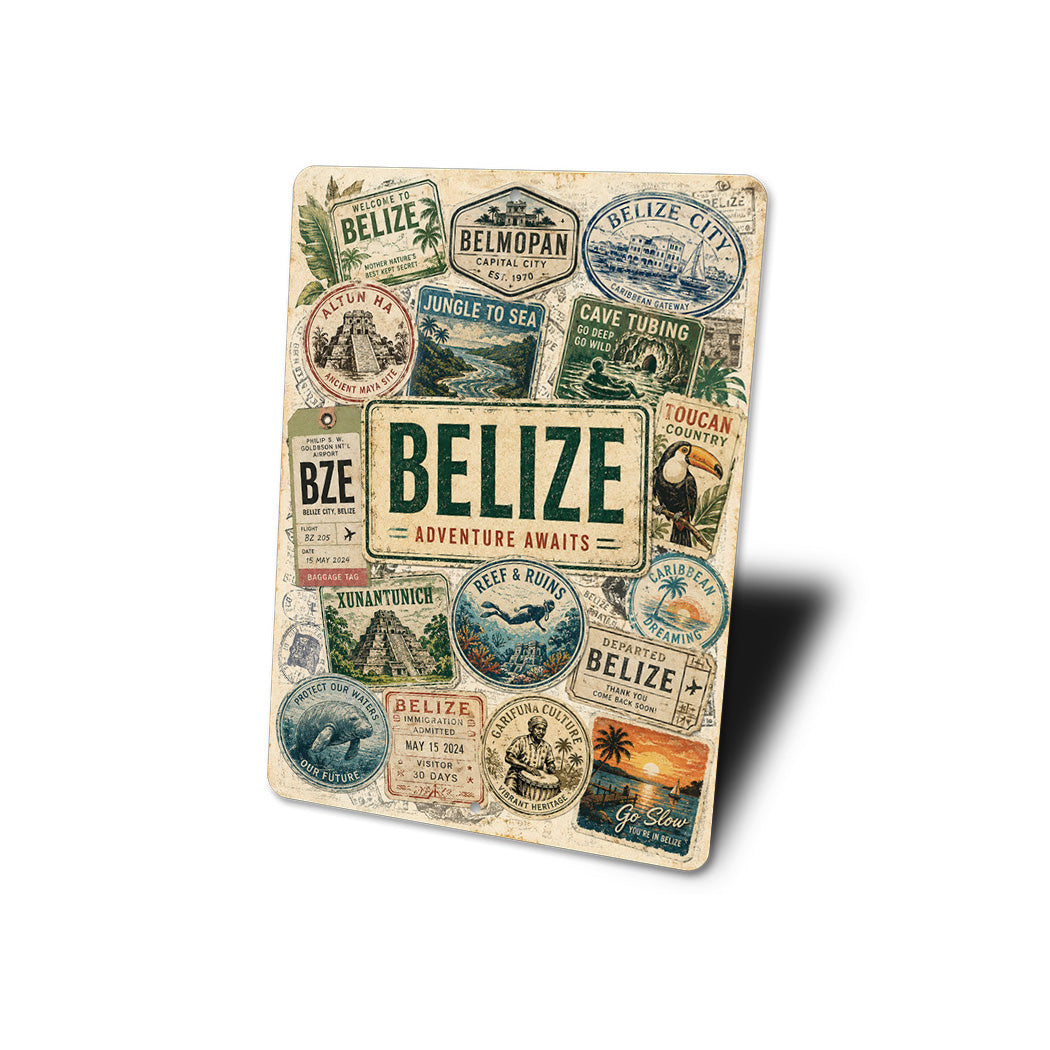 Belize Adventure Awaits Stamps Sign
