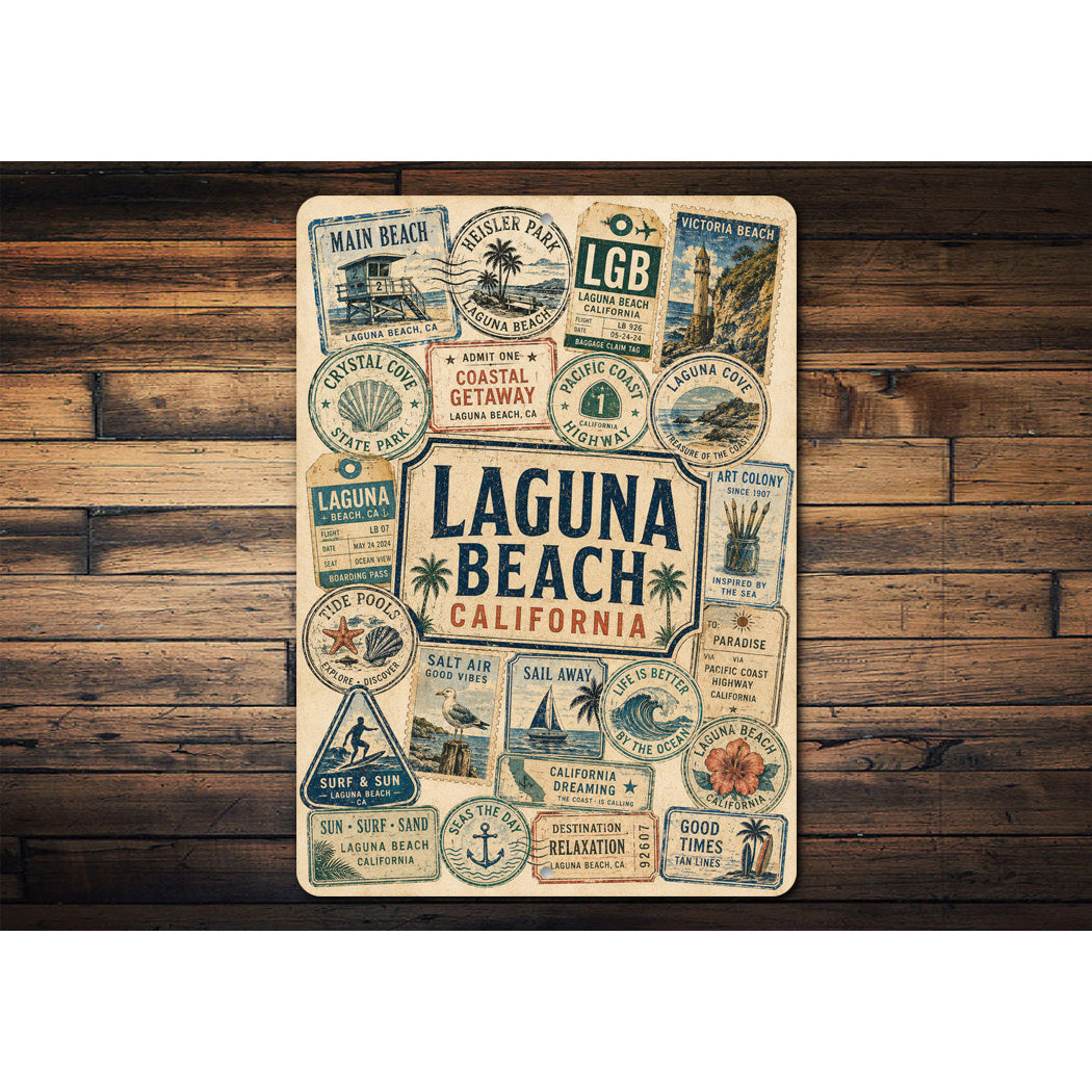 Laguna Beach Stamps Rustic Sign