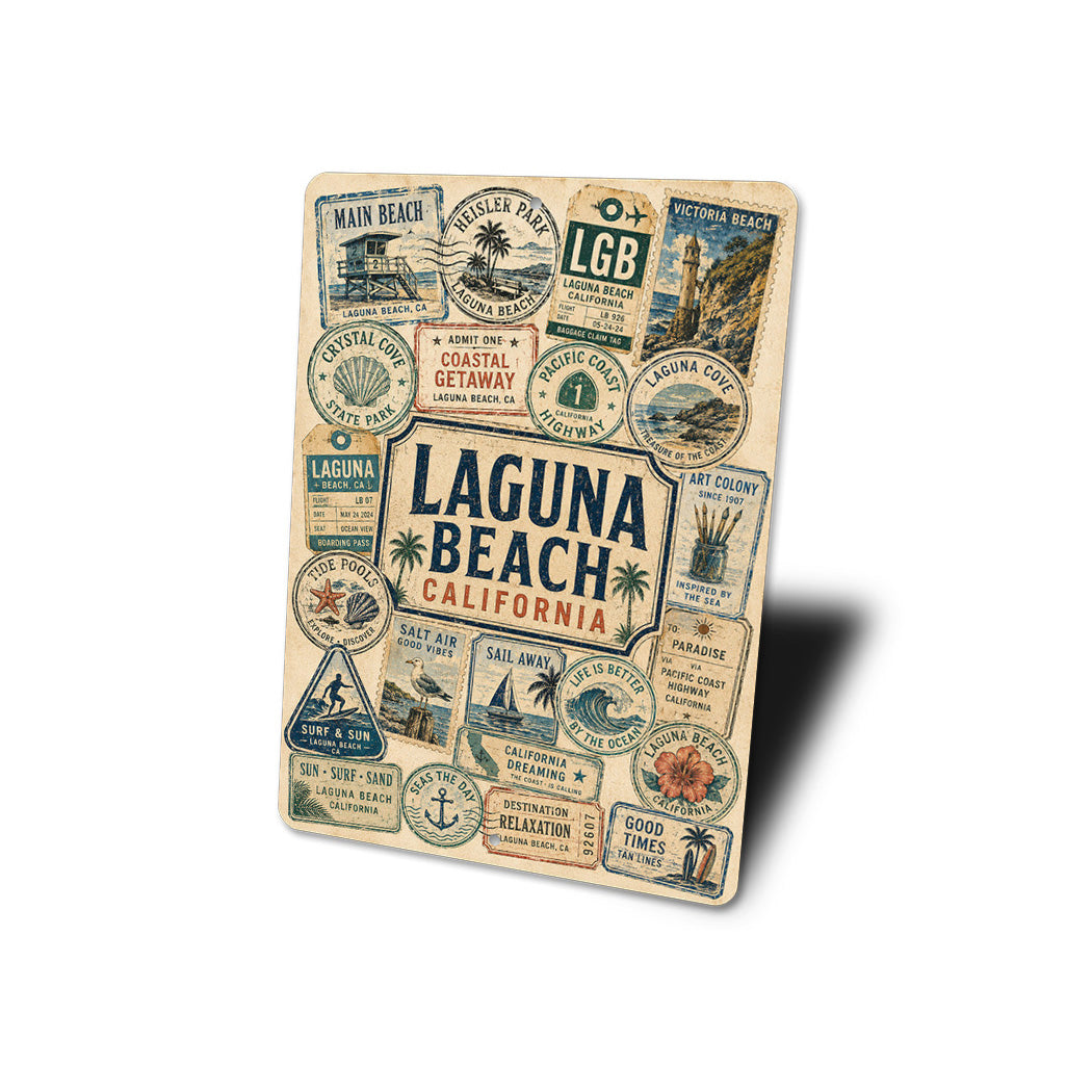 Laguna Beach Stamps Rustic Sign