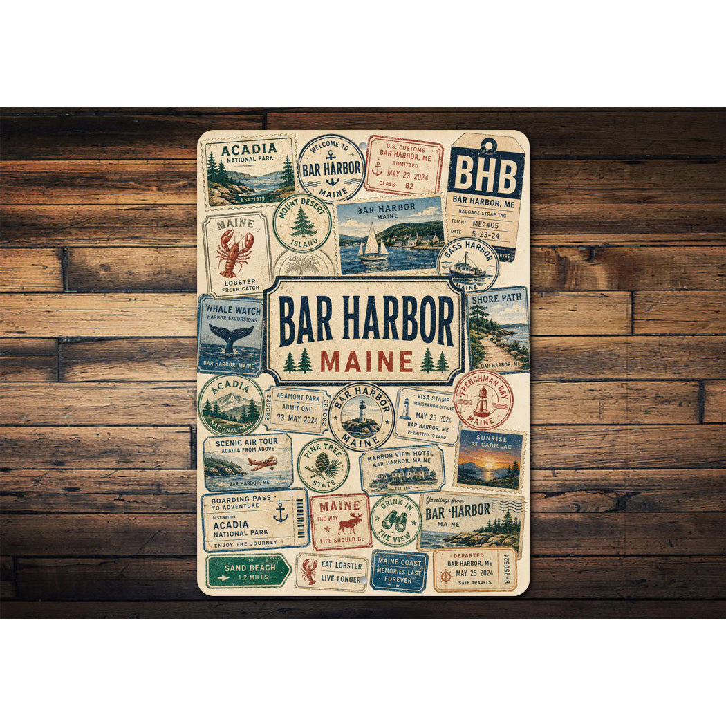 Bar Harbor Maine Stamps Sign