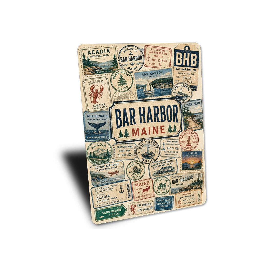 Bar Harbor Maine Stamps Sign