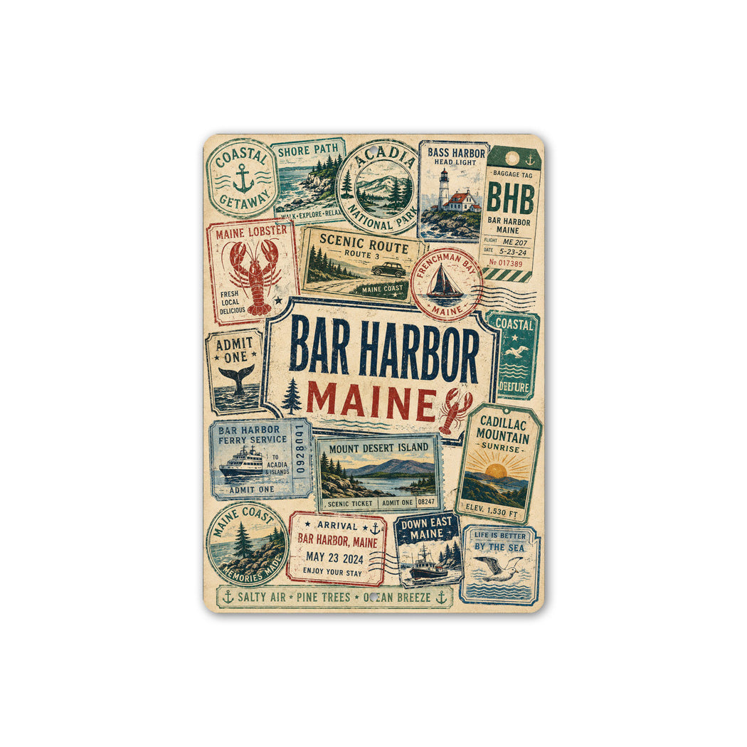 Bar Harbor Rustic Stamps Sign