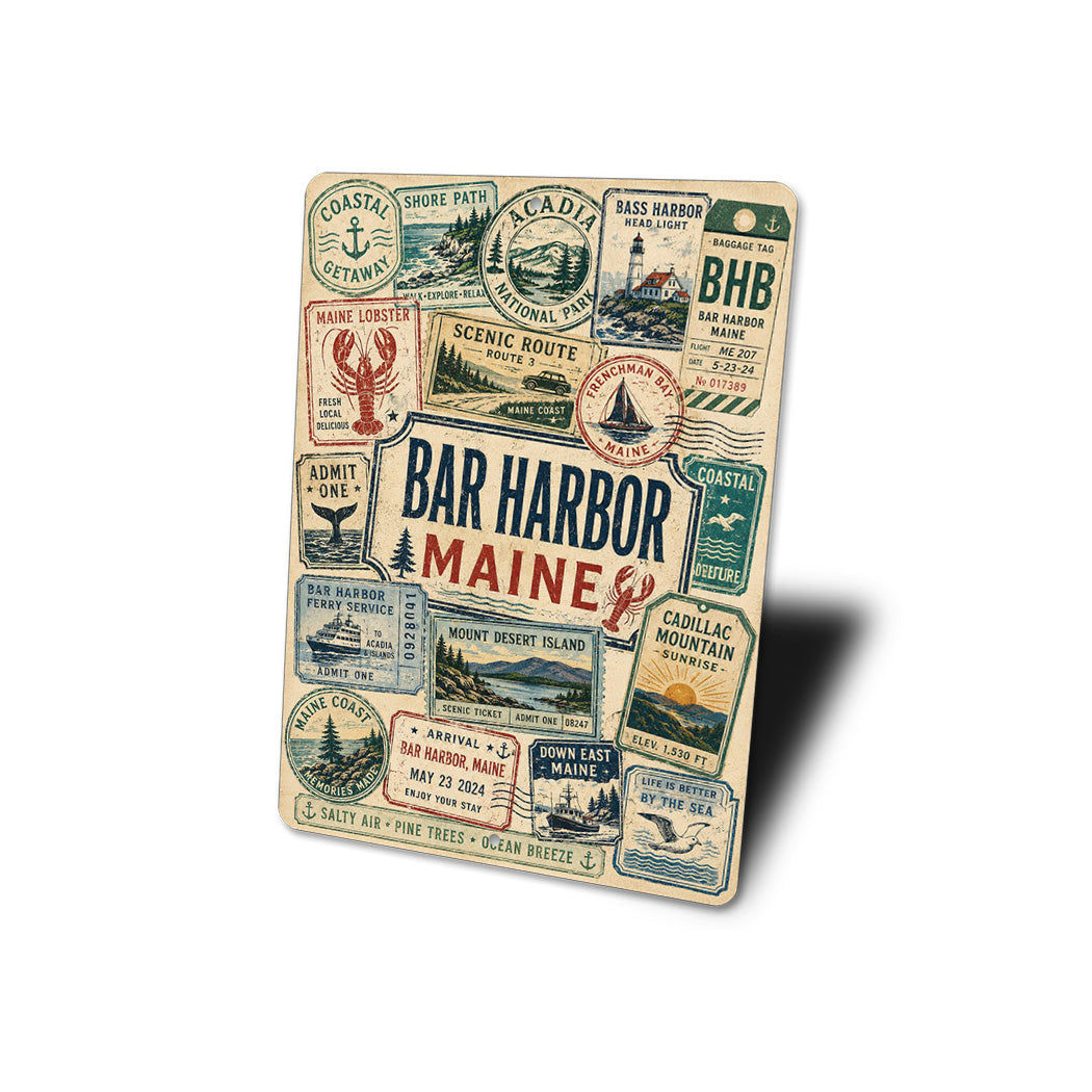 Bar Harbor Rustic Stamps Sign