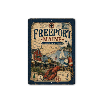 Freeport Lobster Rustic Stamps Sign
