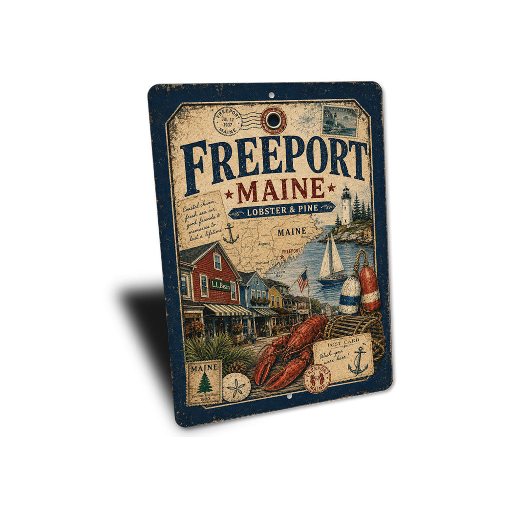 Freeport Lobster Rustic Stamps Sign