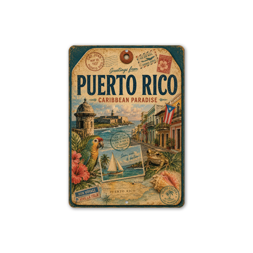 Greetings Puerto Rico Rustic Sign