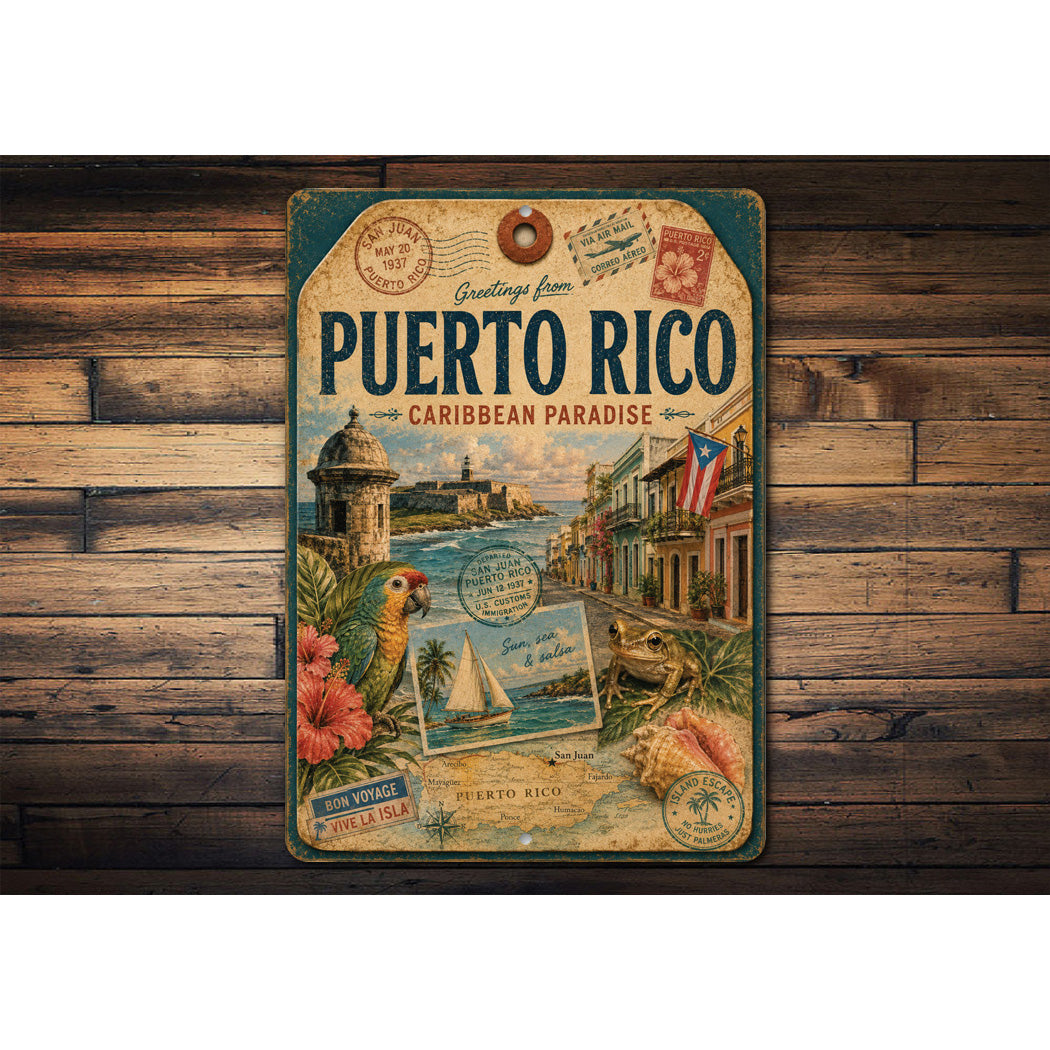 Greetings Puerto Rico Rustic Sign