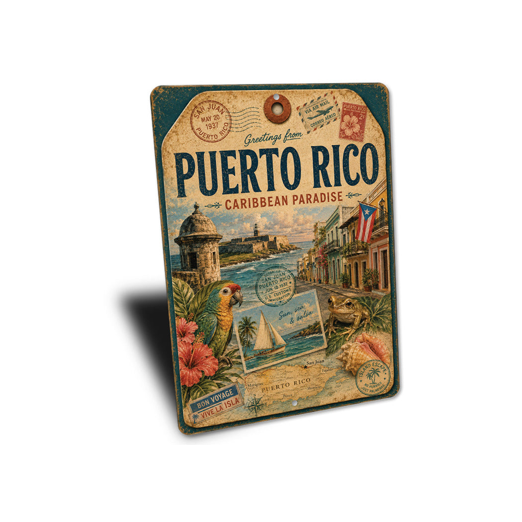 Greetings Puerto Rico Rustic Sign