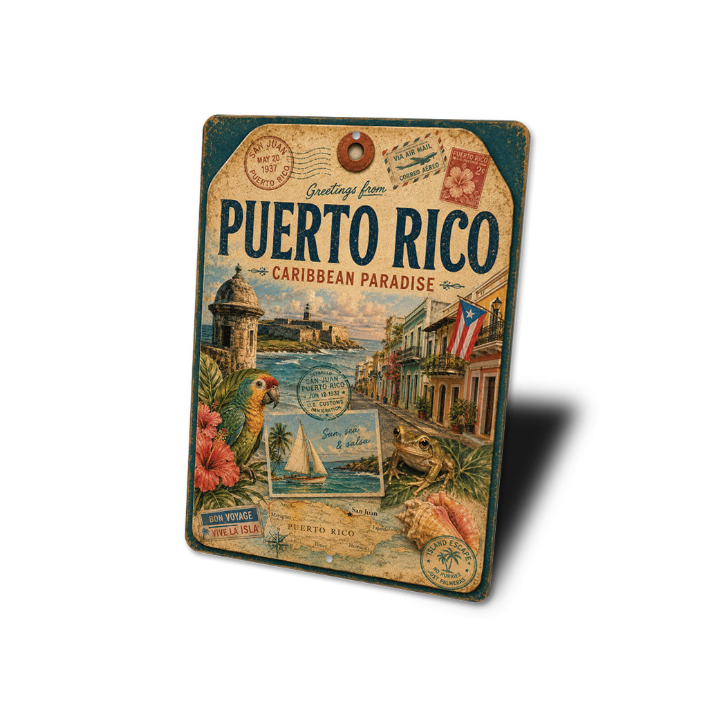 Greetings Puerto Rico Rustic Sign