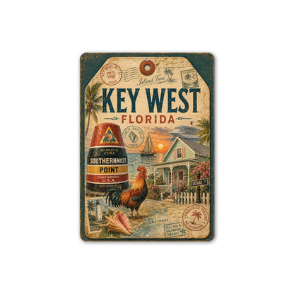 Key West Buoy and Rooster Rustic Sign