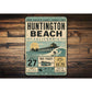 Huntington Beach Bus Ticket Rustic Sign