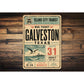 Galveston Bus Ticket Rustic Sign