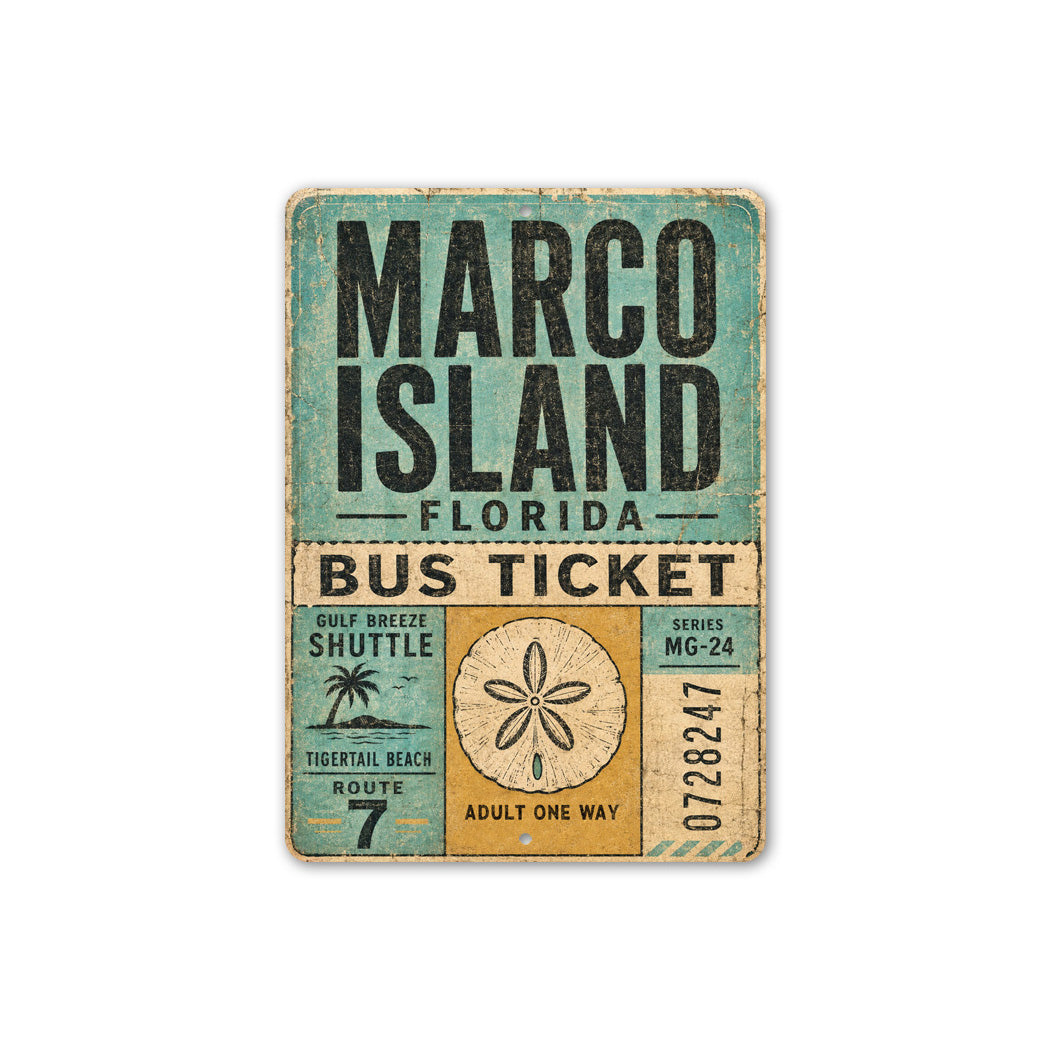 Marco Island Sea Dollar Rustic Sign