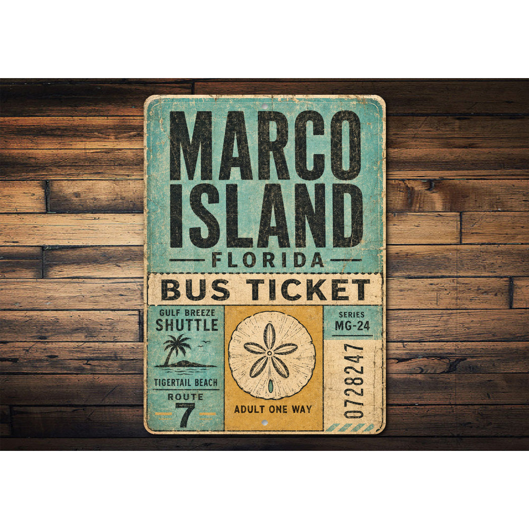 Marco Island Sea Dollar Rustic Sign