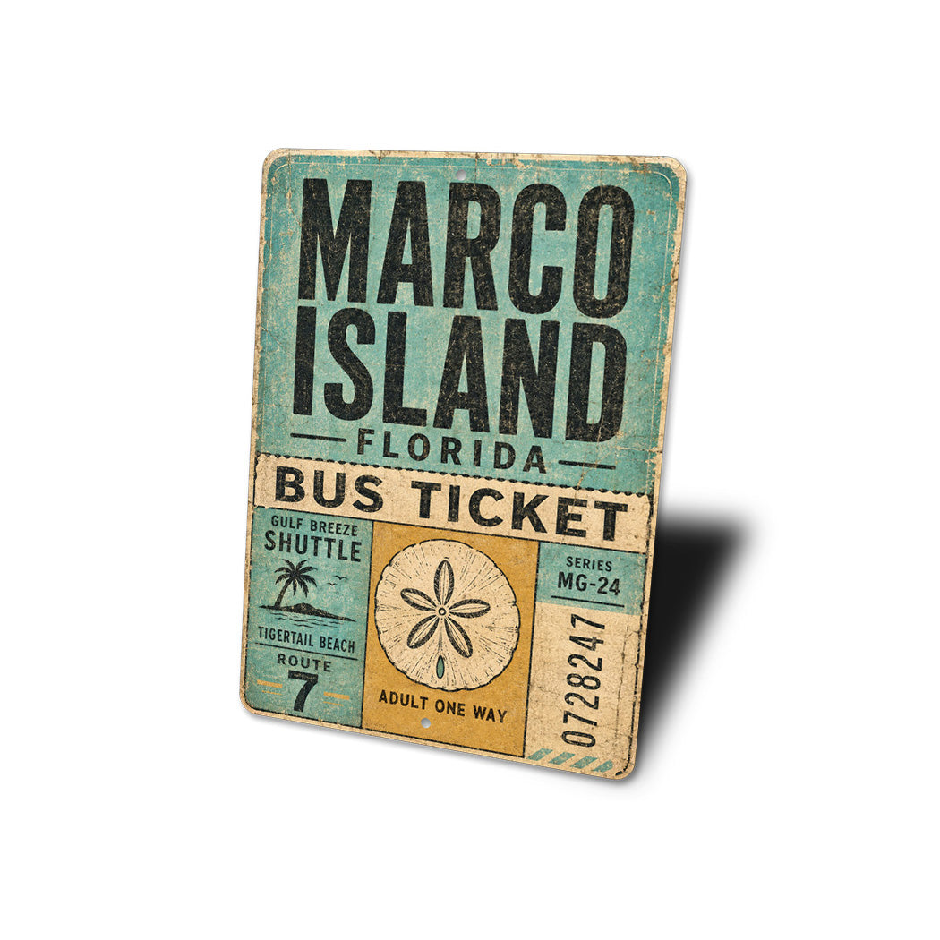 Marco Island Sea Dollar Rustic Sign