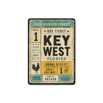 Keywest Bus Ticket Rustic Sign
