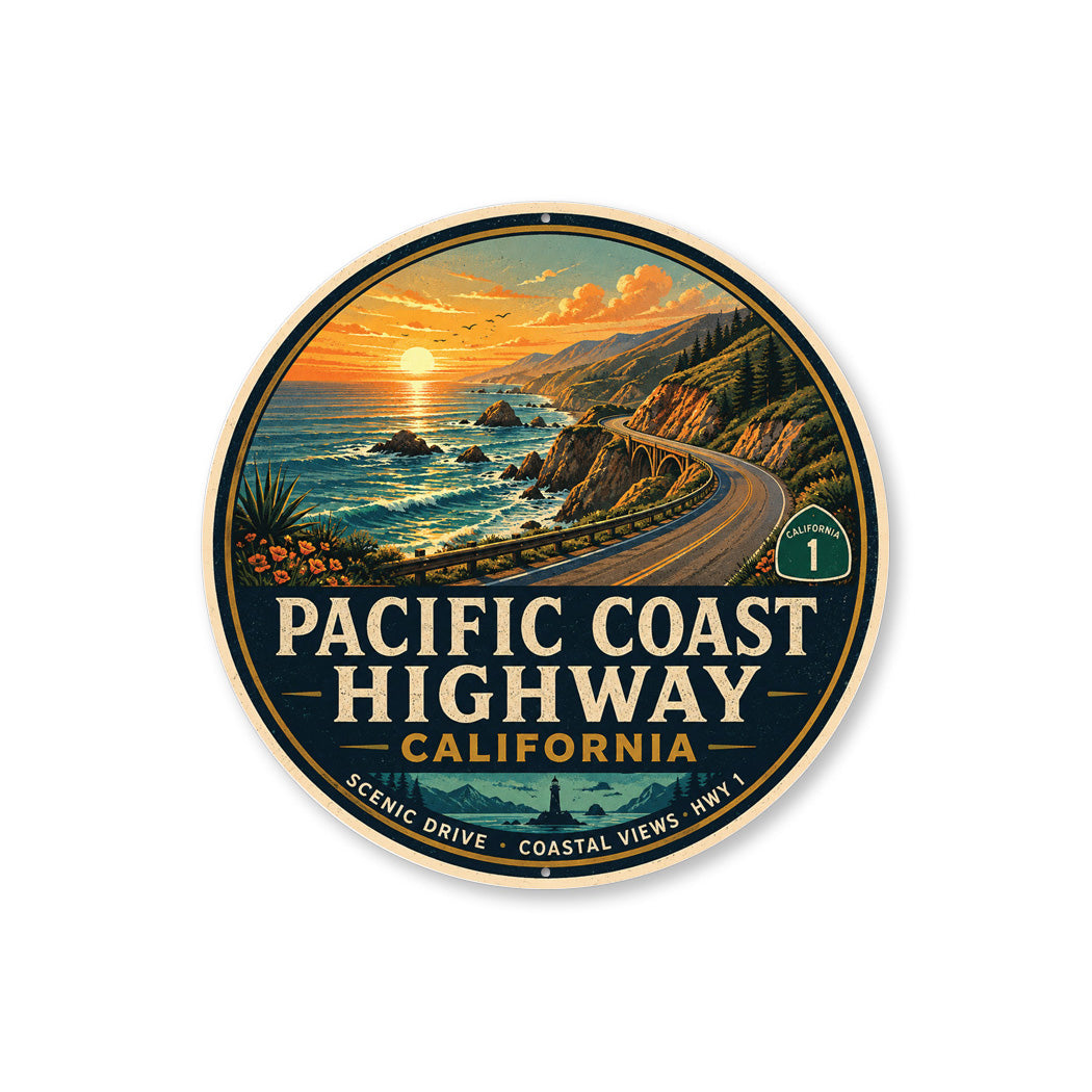 Pacific Coast Scenic Highway Round Sign