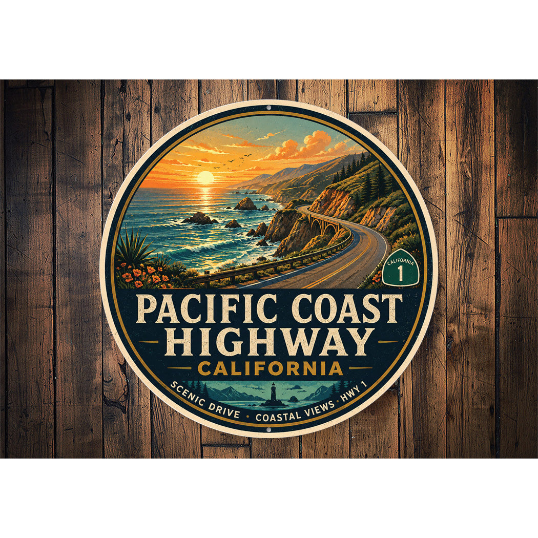Pacific Coast Scenic Highway Round Sign