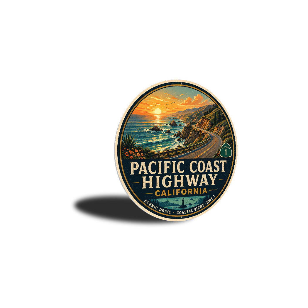 Pacific Coast Scenic Highway Round Sign