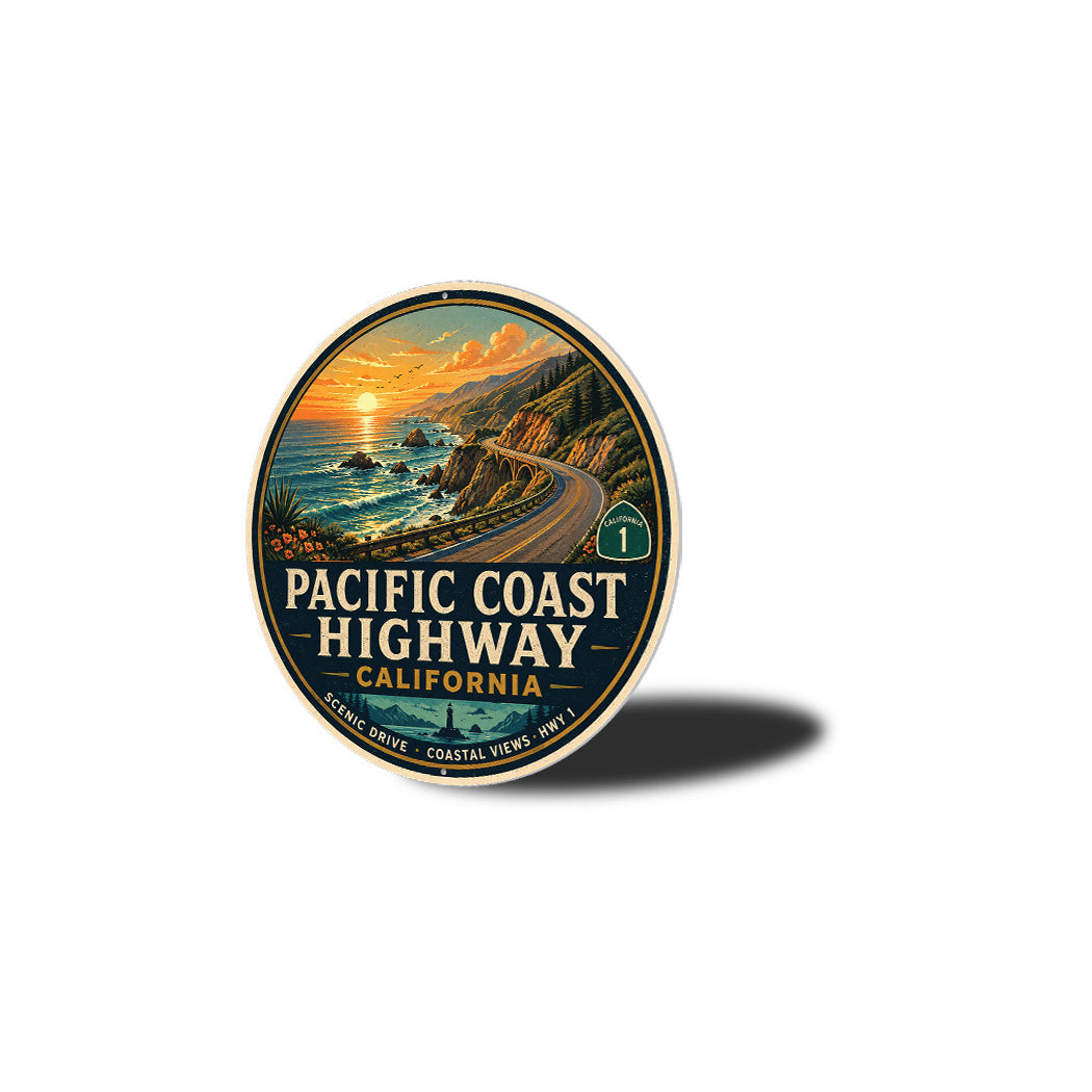 Pacific Coast Scenic Highway Round Sign